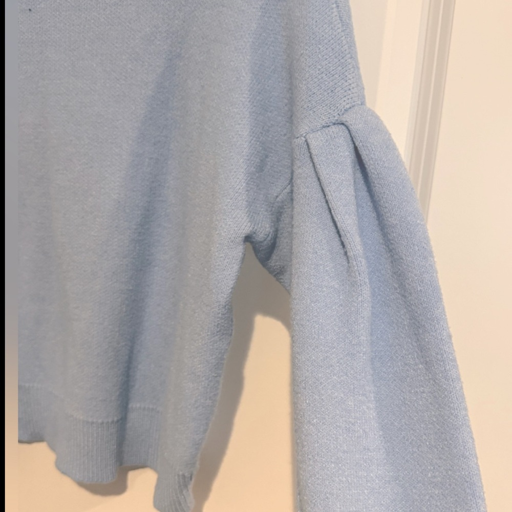 Woven Heart Sweater, Beautiful Light Blue, Size Medium - Picture 8 of 11